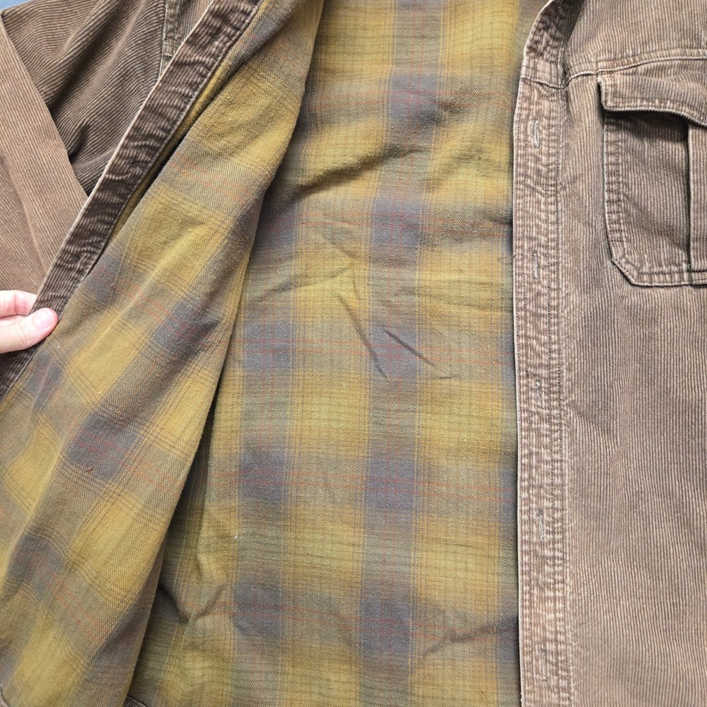 Vintage Distressed Corduroy Shirt Flannel Lined Gorpcore Earth Brown Rustic - Picture 5 of 10